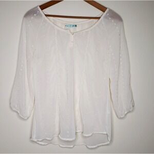 Maurices Eyelet Peasant Top Sz M Sheer Boho Prairie‎ Cottagecore Ethereal